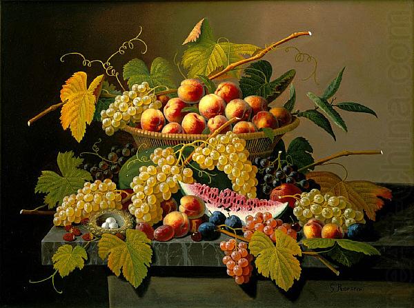 Severin Roesen Still Life with a Basket of Fruit china oil painting image